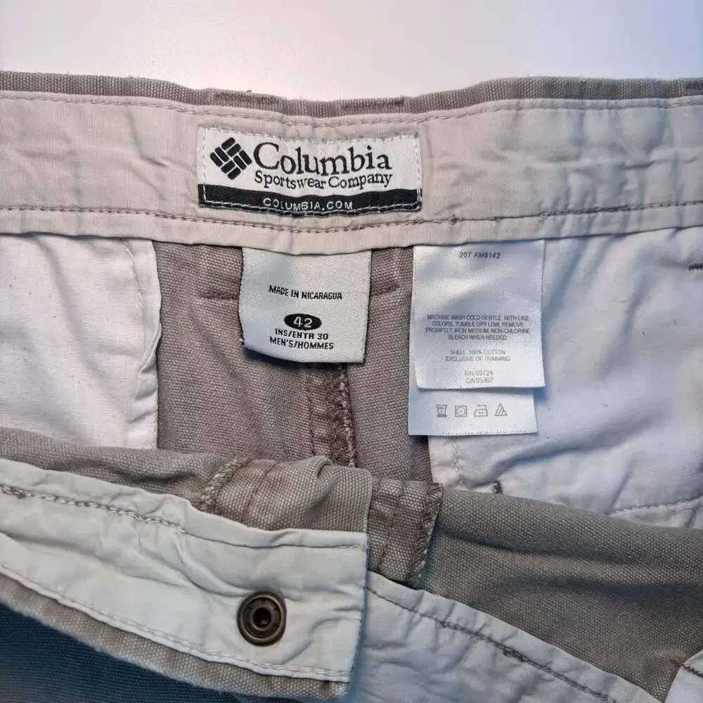 Columbia Sportswear Canvas Cargo Pants Distressed Tan 42x30